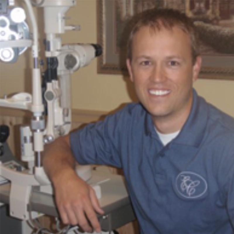 Dr. Jacob Robison sitting in exam room at Eye Center of Ephraim